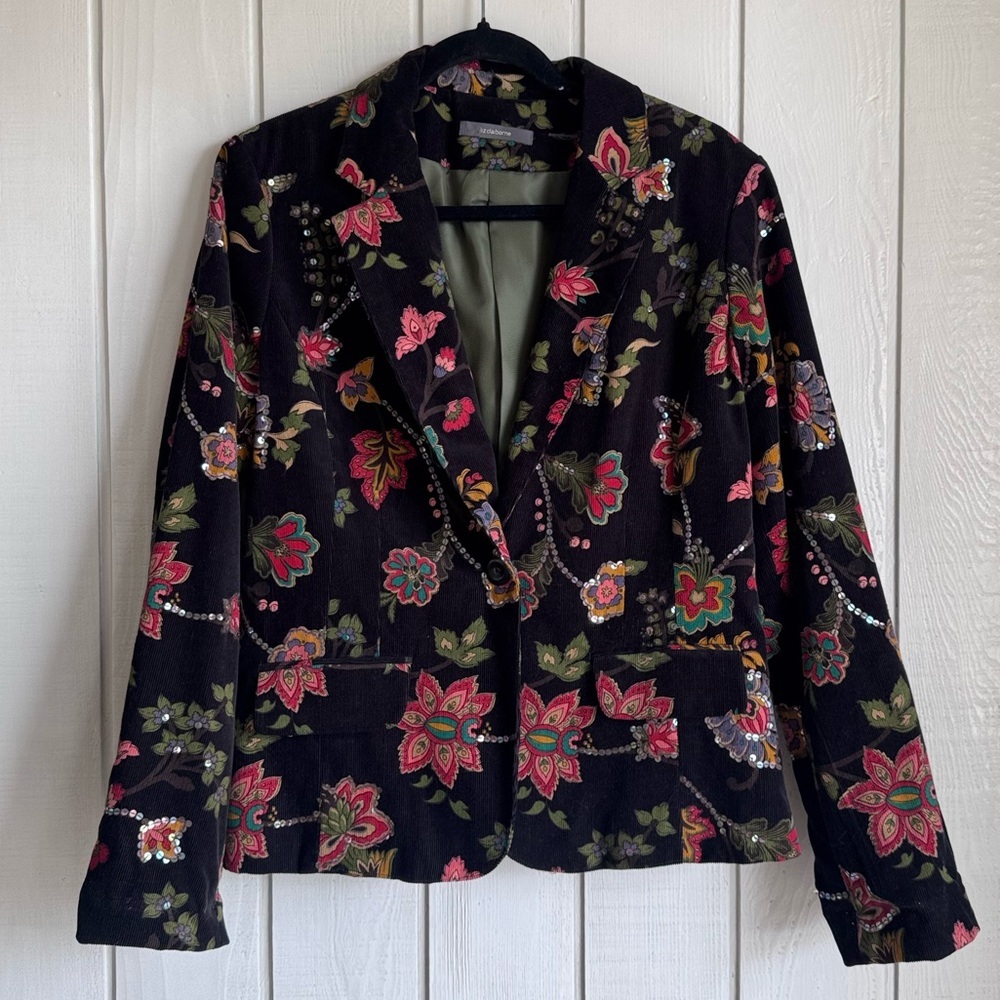 Vintage Liz Claiborne Floral Corduroy Jacket